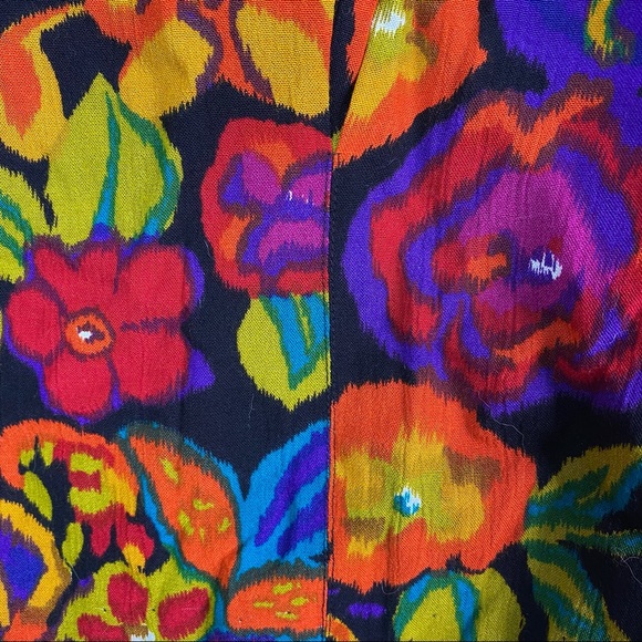 Vintage 80’s Bright Psychedelic Floral Paisley Print Long Sleeve Top Med - Picture 6 of 8